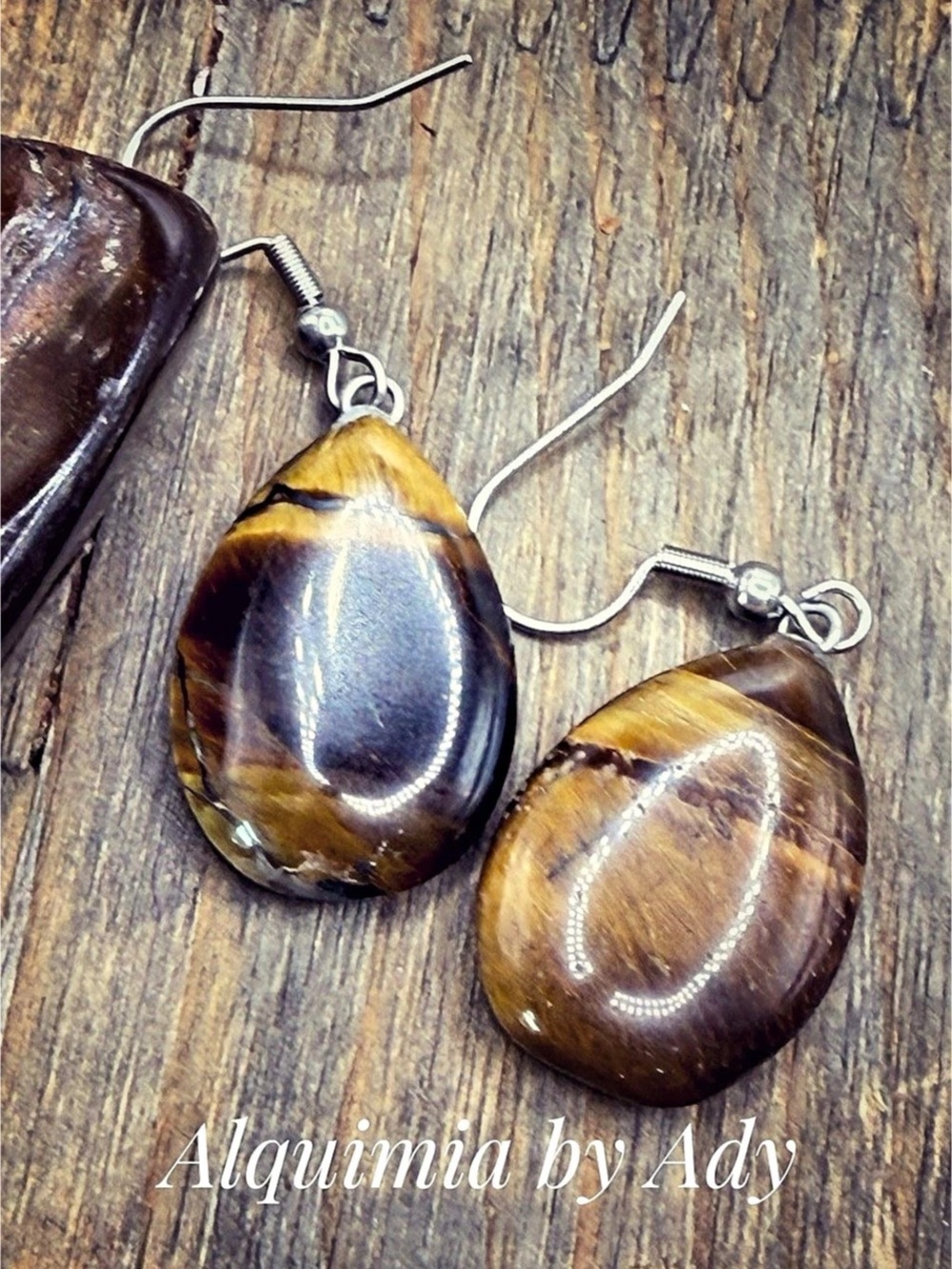 Big Tigers eye Brown Stone Drop Earrings